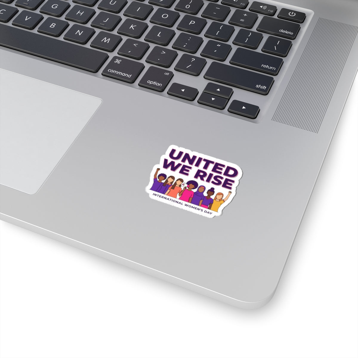 United We Rise Kiss-Cut Sticker | International Women’s Day, feminist slogan graphic