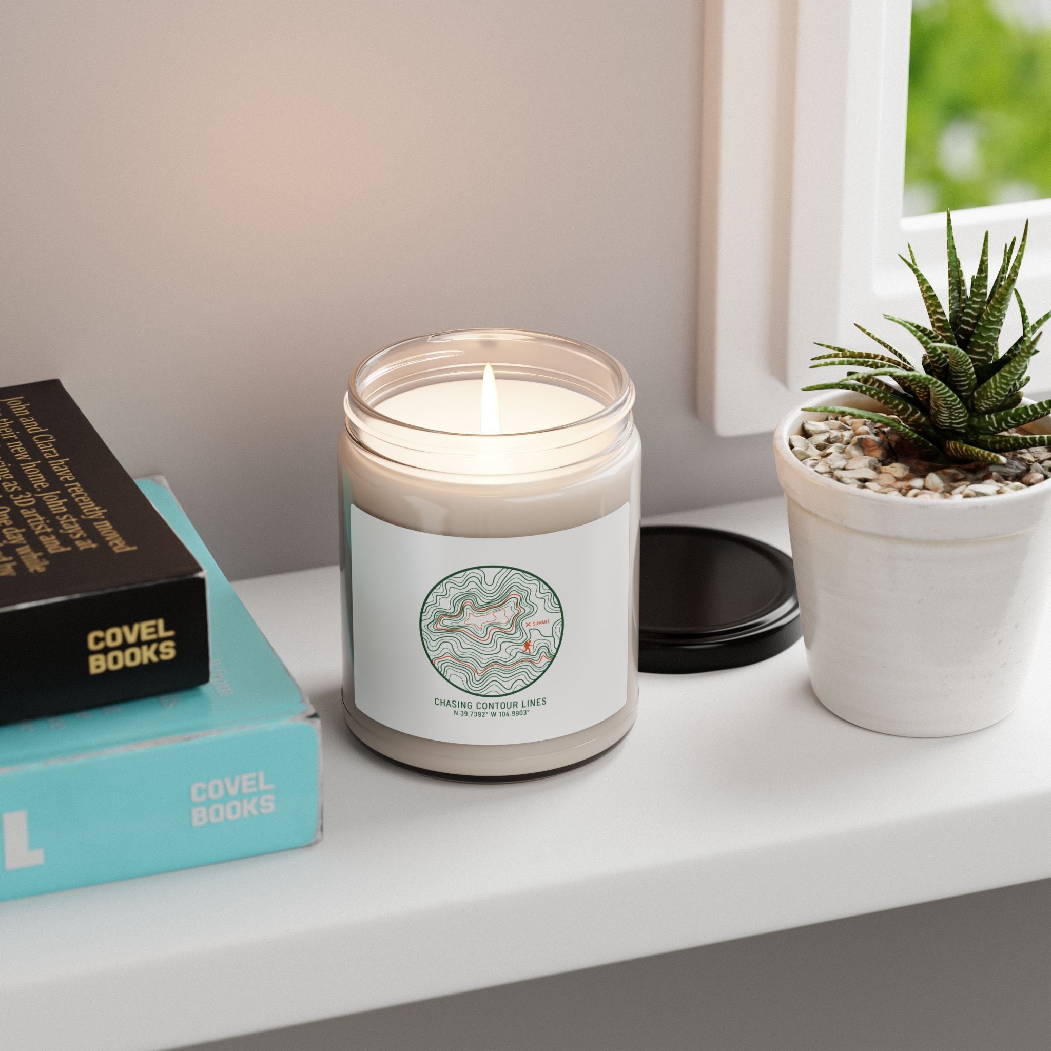 Topographic Contour Line Candle, Soy Jar Candle | Terrain Map Aesthetic