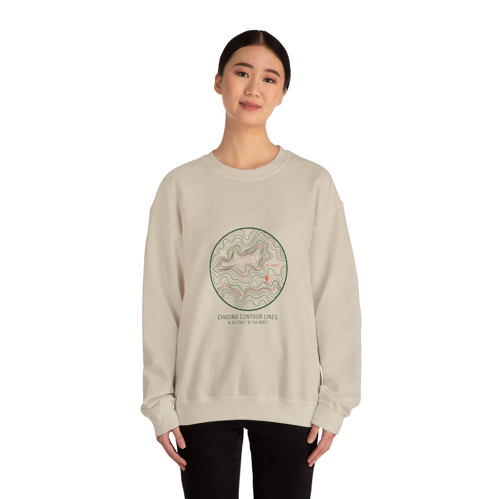 Topographic Contour Line Crewneck, topo apparel | terrain map print