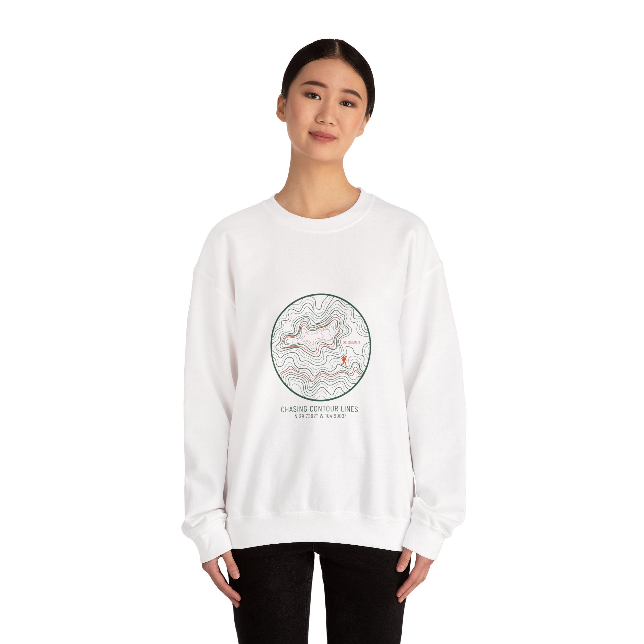 Topographic Contour Line Crewneck, topo apparel | terrain map print