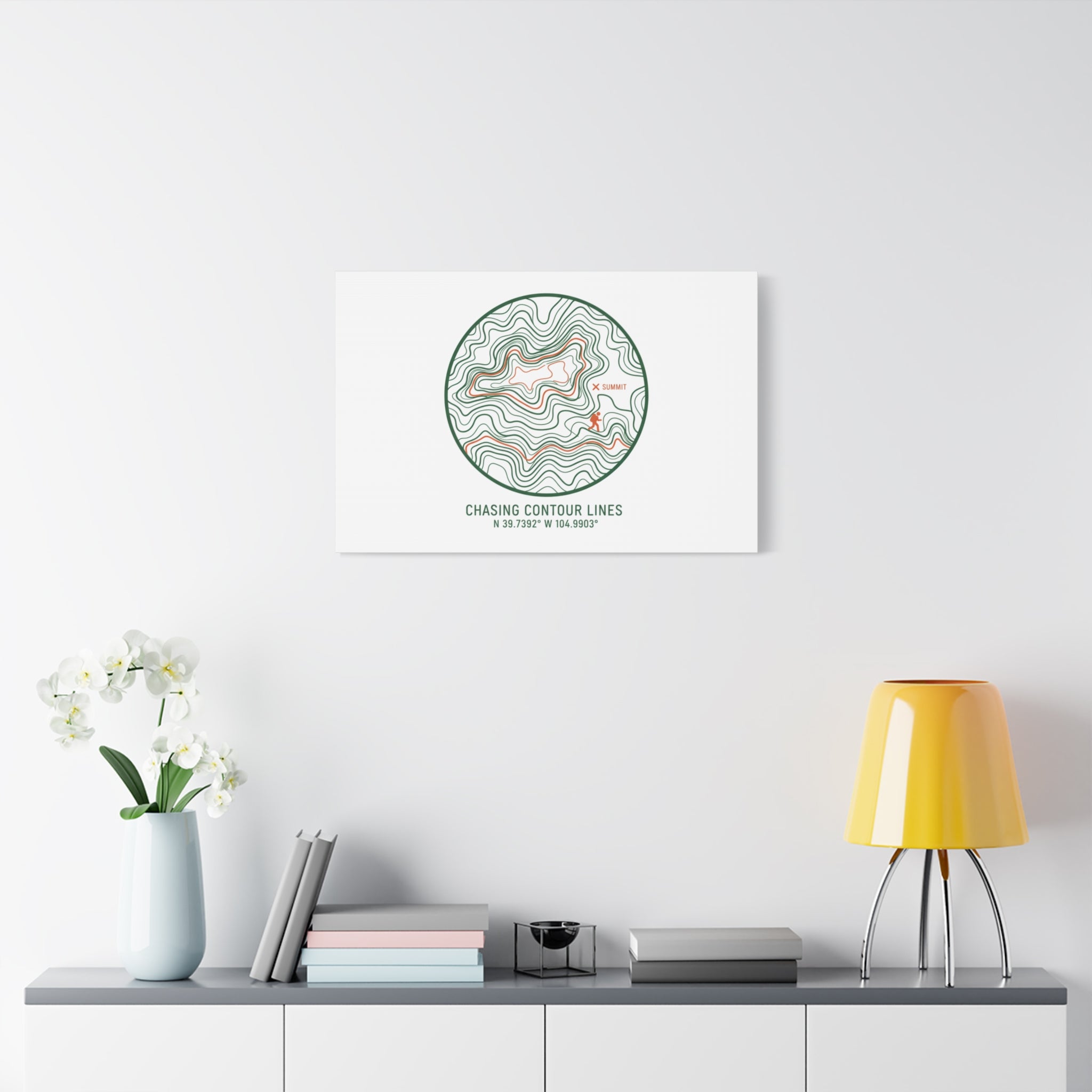 Chasing Contour Lines Topographic Canvas | topographic map print, contour line design