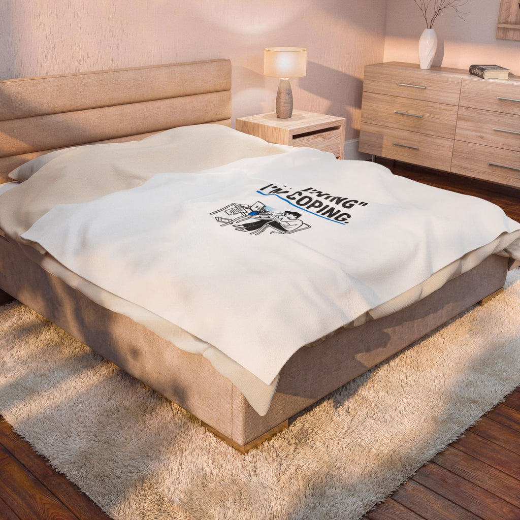 I'm Not 'Thriving' I'm Coping Plush Blanket | mental health meme, cynical humor