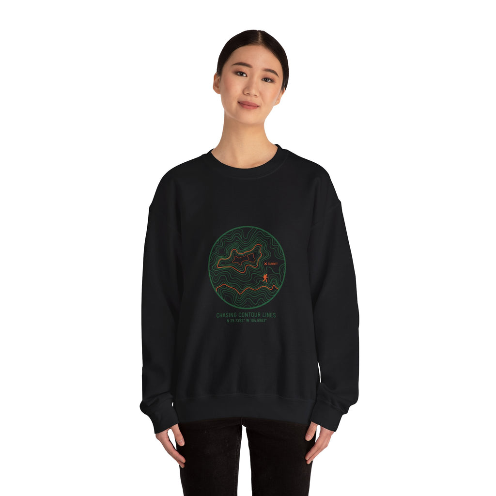 Topographic Contour Line Crewneck, topo apparel | terrain map print