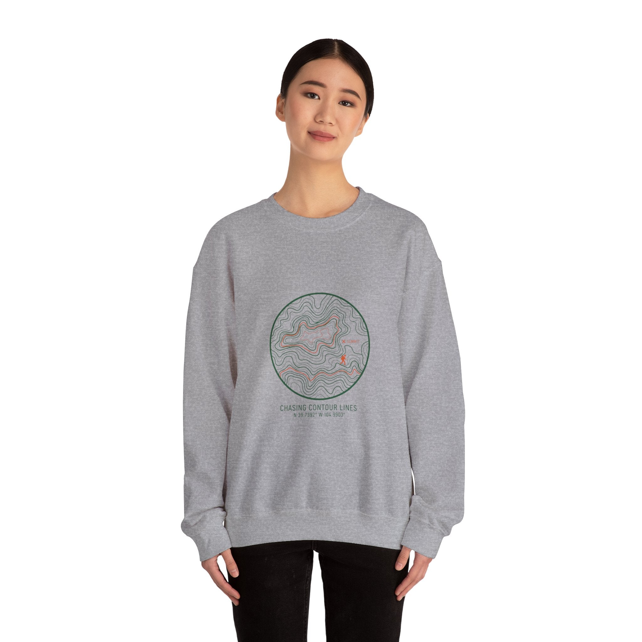 Topographic Contour Line Crewneck, topo apparel | terrain map print