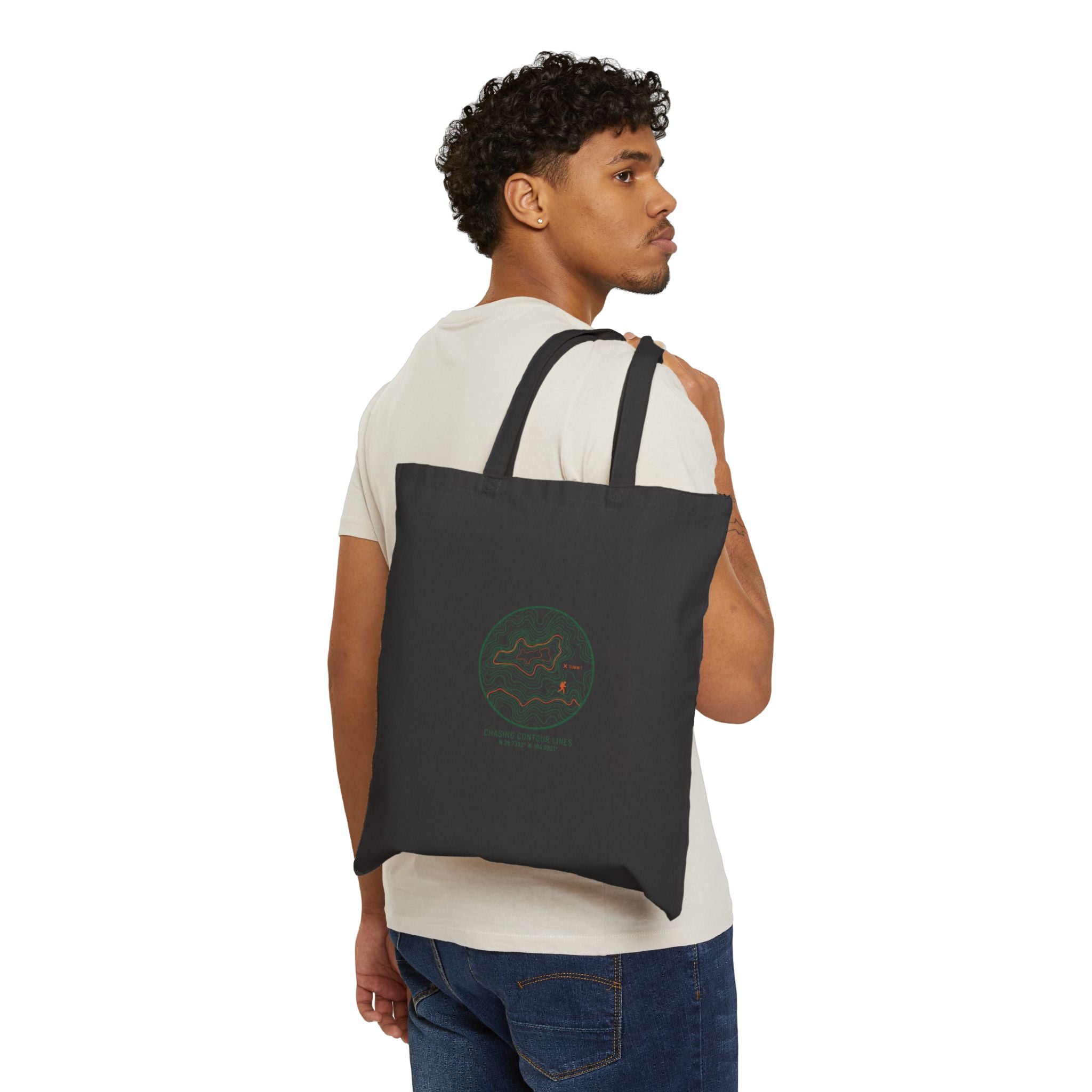 Topographic Contour Map Tote | Cotton Canvas topo map print, contour line design
