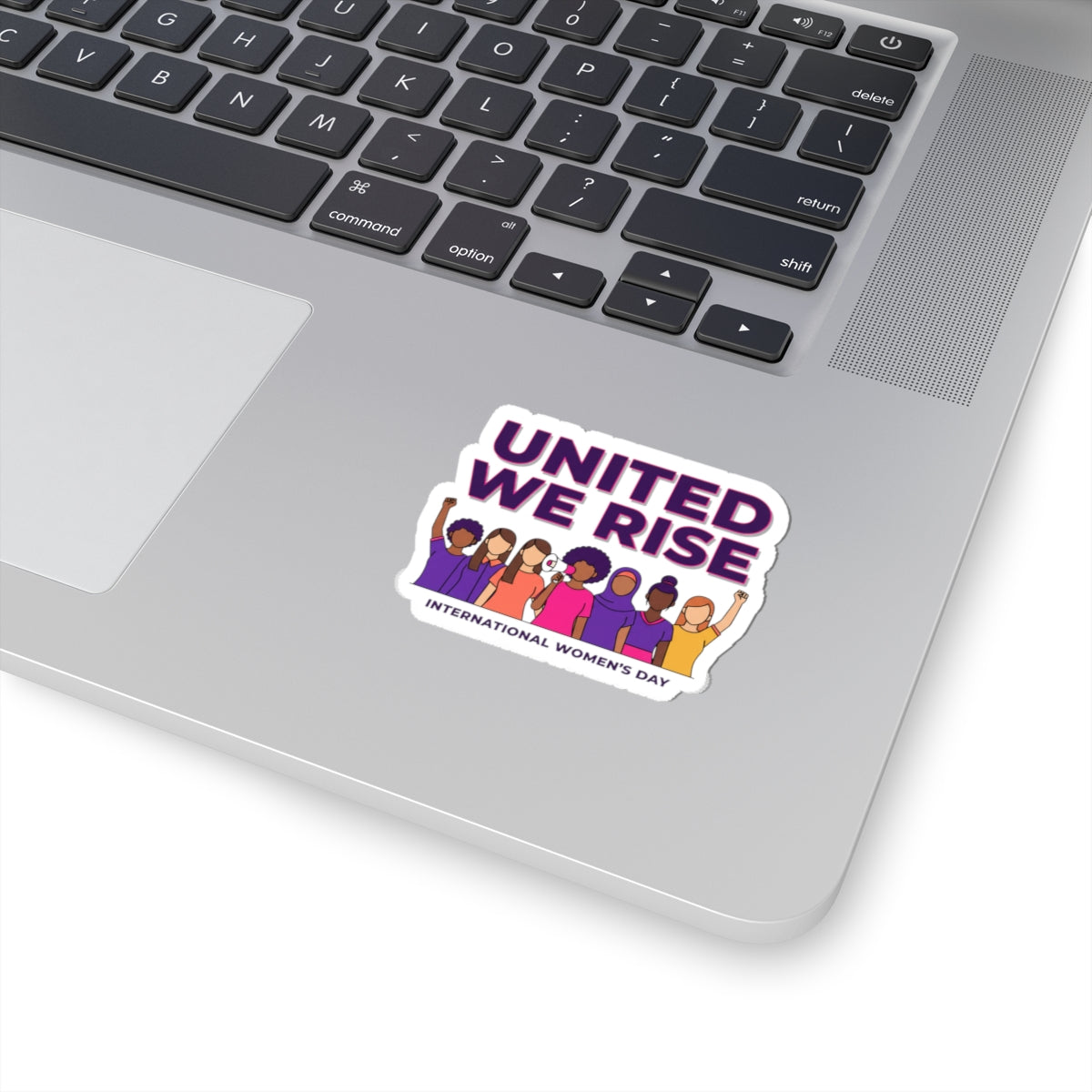 United We Rise Kiss-Cut Sticker | International Women’s Day, feminist slogan graphic