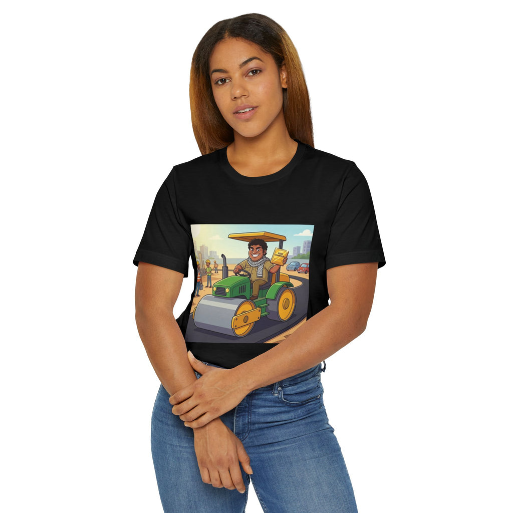 Road Roller Driver Graphic Tee — 'Abhi Thik Karthahu' Punjabi Construction T-Shirt