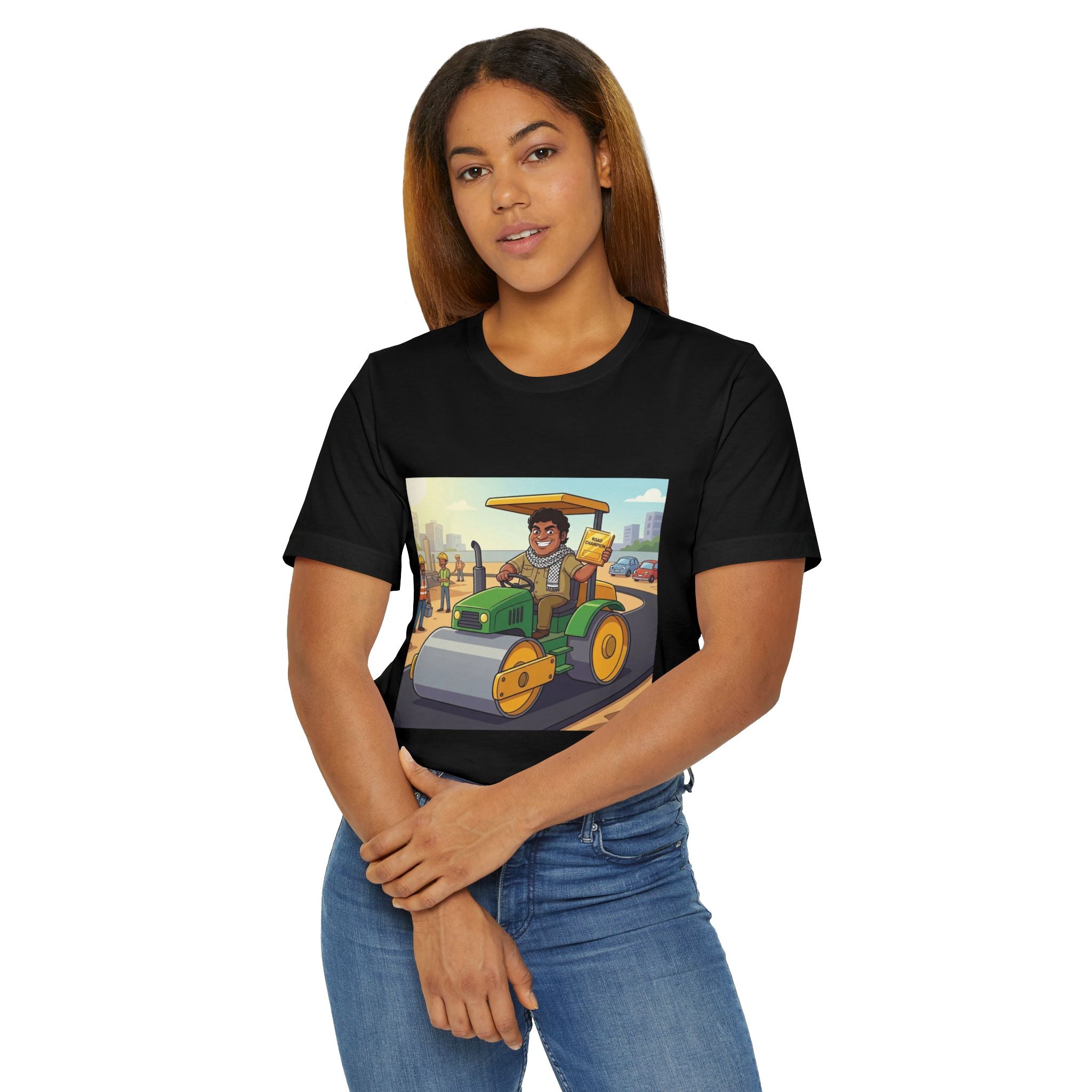 Road Roller Driver Graphic Tee — 'Abhi Thik Karthahu' Punjabi Construction T-Shirt