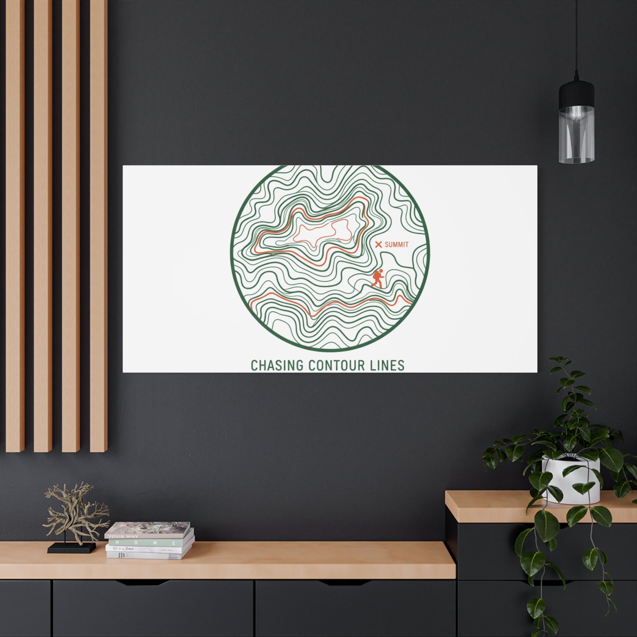 Chasing Contour Lines Topographic Canvas | topographic map print, contour line design